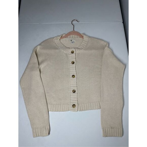 Billabong Women’s Cotton Blend Knit Crop Cardigan Buttoned Sz S Oversized - Picture 5 of 11